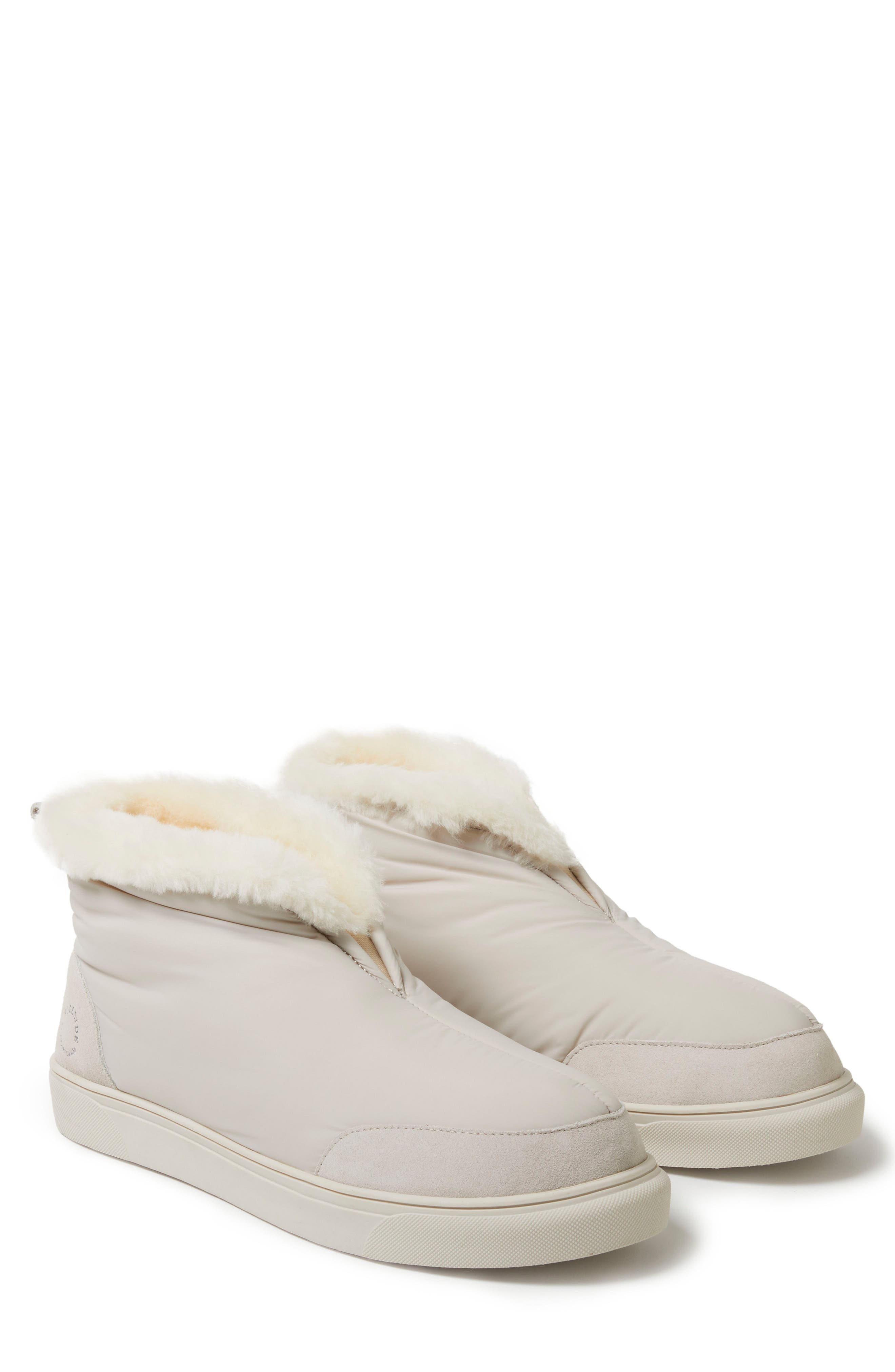 FIRESIDE BY DEARFOAMS Warm Up Water Resistant Genuine Shearling Lined Slipper, Alternate, color, Linen