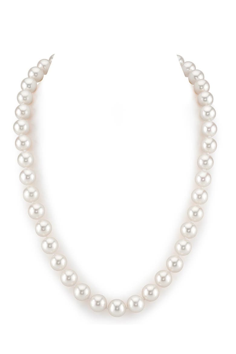 9.5-10.5mm White Freshwater Pearl Necklace - AAA Quality, Main, color, Yellow Gold Clasp