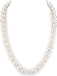The Pearl Source 9.5-10.5mm White Freshwater Pearl Necklace - AAA Quality