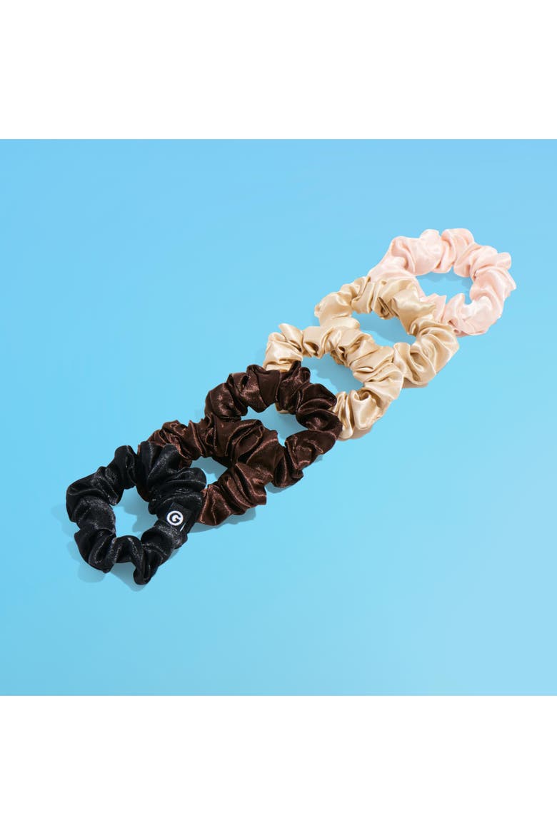 Medium Satin Scunchies, Alternate, color, Black