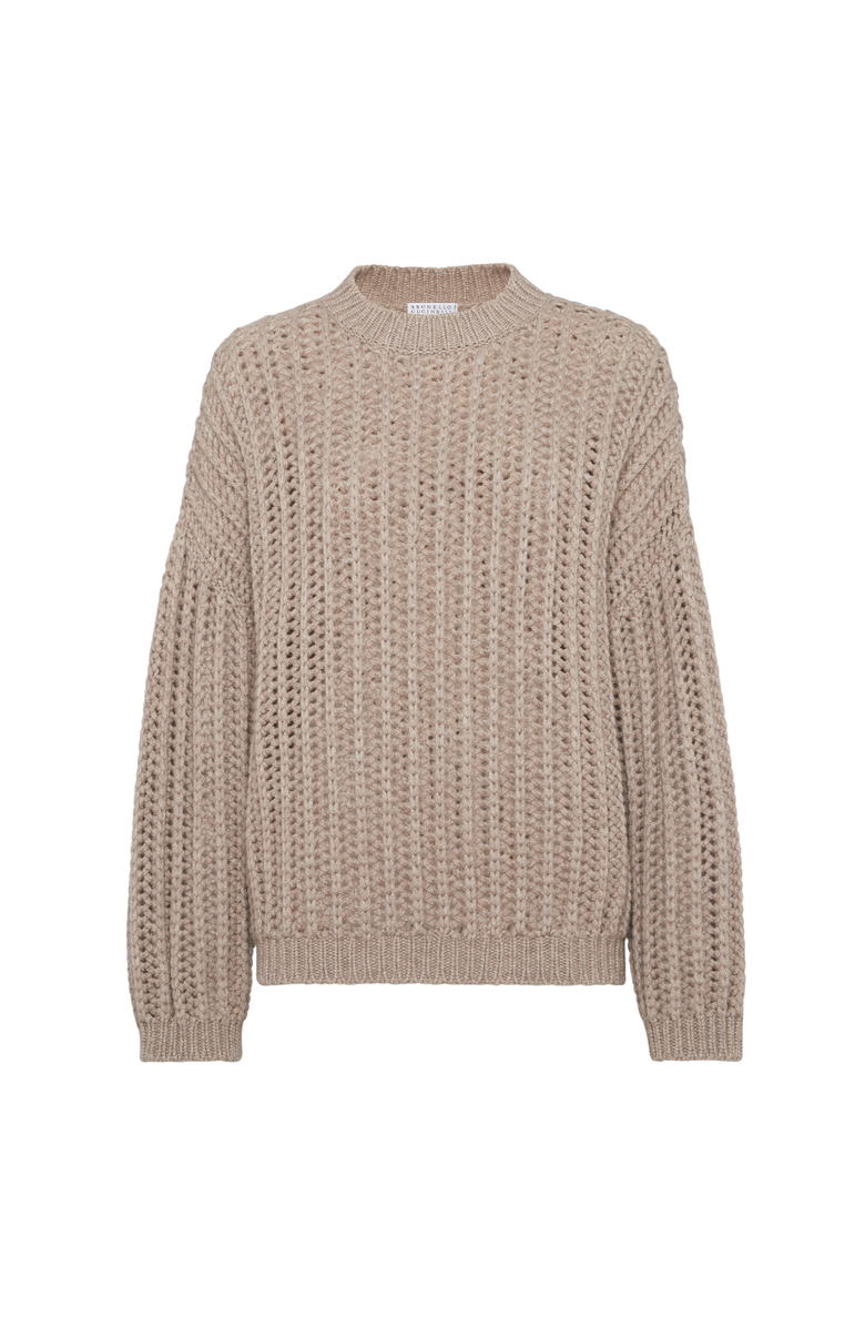Brunello Cucinelli Cashmere Feather yarn sweater, Main, color, Brown