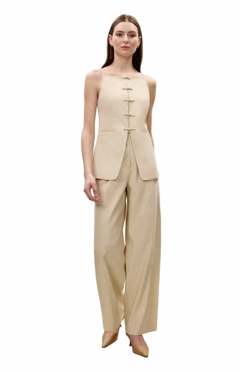 Rebecca Taylor Beatrice Stretch Linen Pant, Main, color, Sand