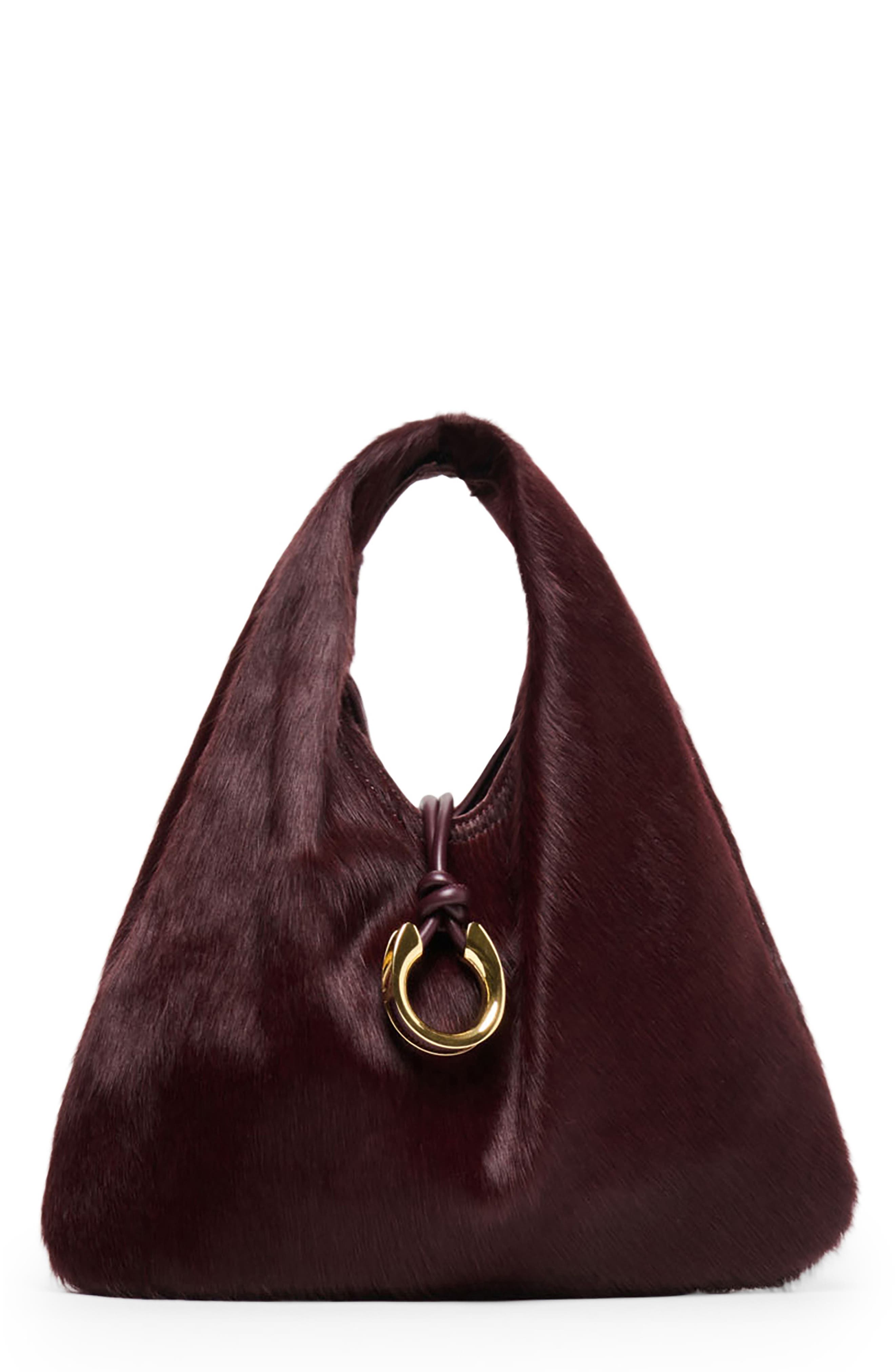 Martin Genuine Calf Hair Hobo Bag, Main, color, BURGUNDY