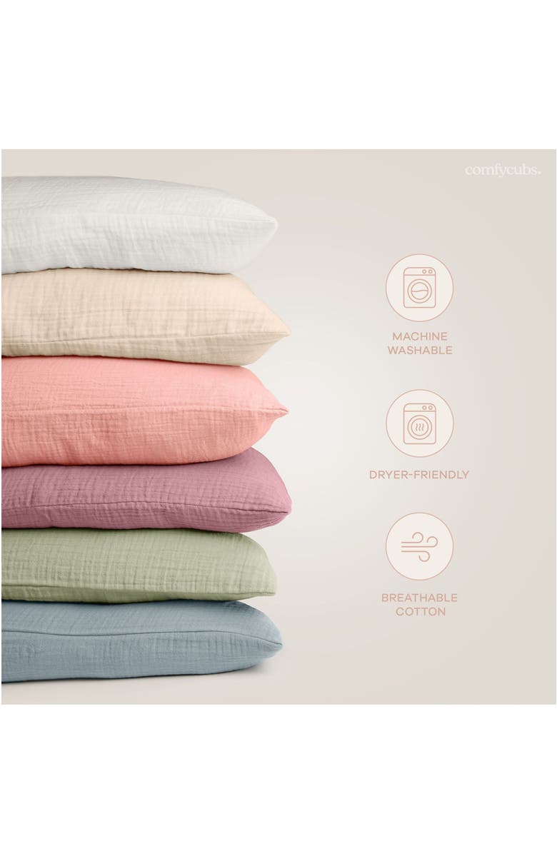 Comfy Cubs Toddler Pillow with Soft Muslin Pillowcase, Pack of 2, Alternate, color, Sage