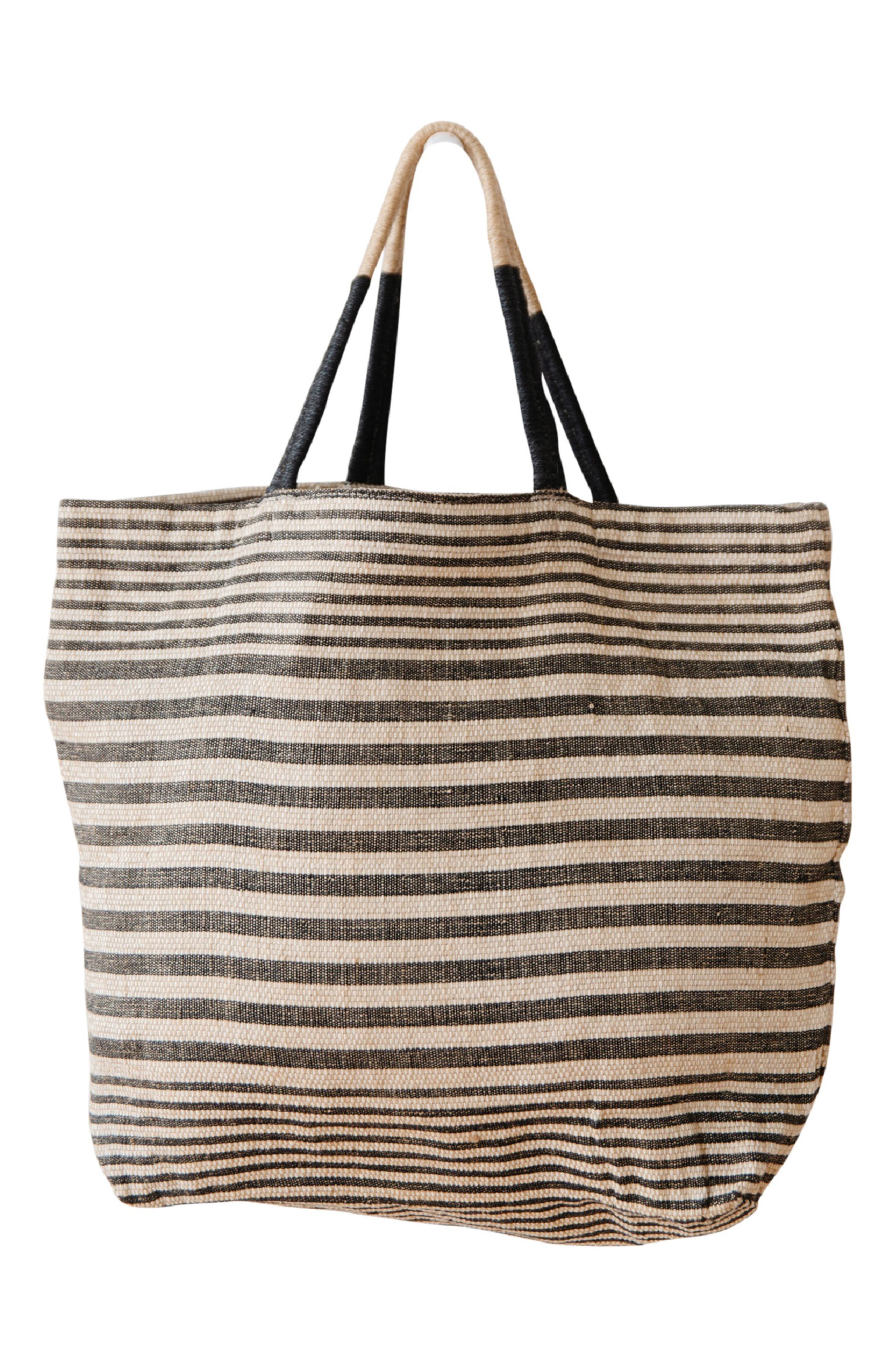 Paloma Stripe Shopper Bag, Main, color, BLACK