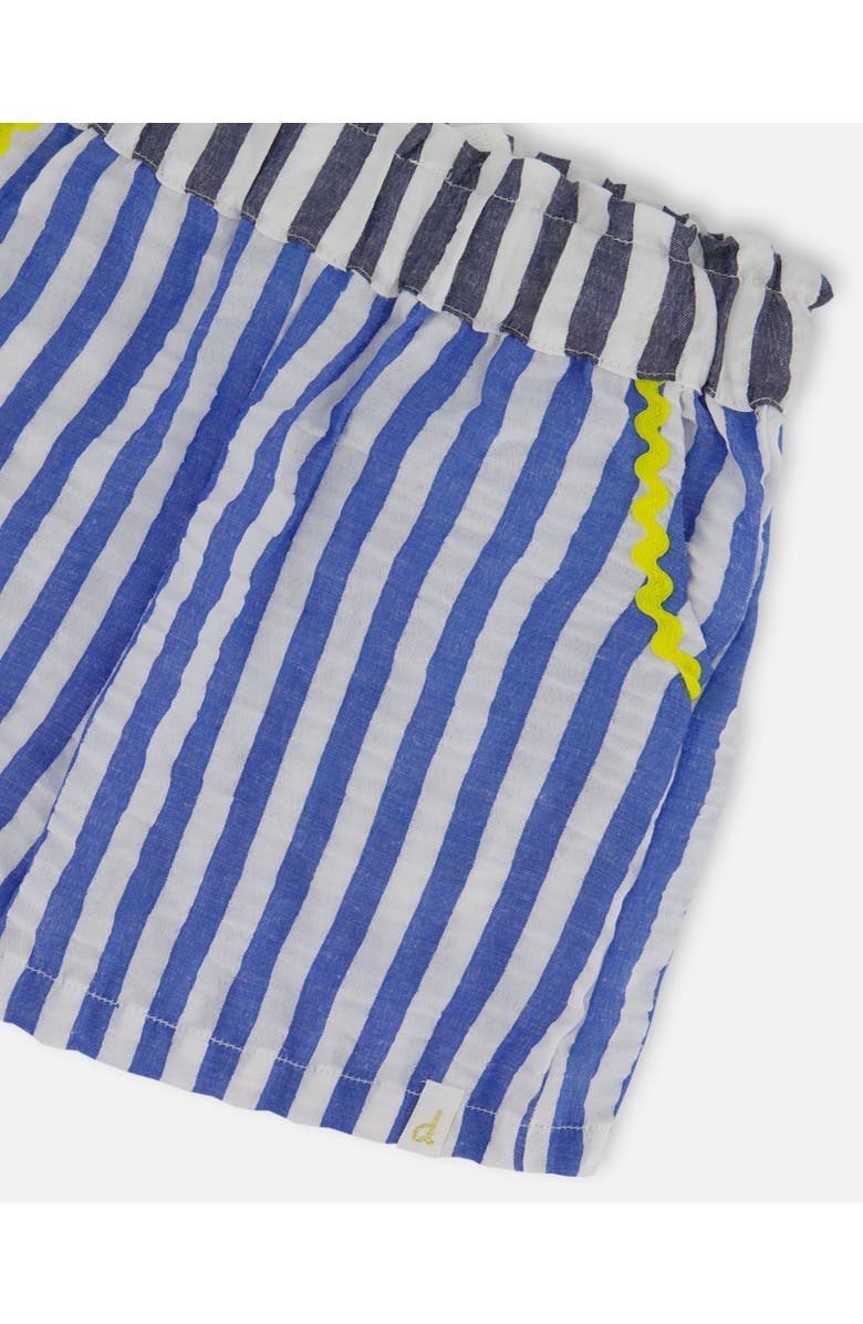 Deux par Deux Girl's Seersucker Short Blue And White Striped, Alternate, color, Blue And White Striped