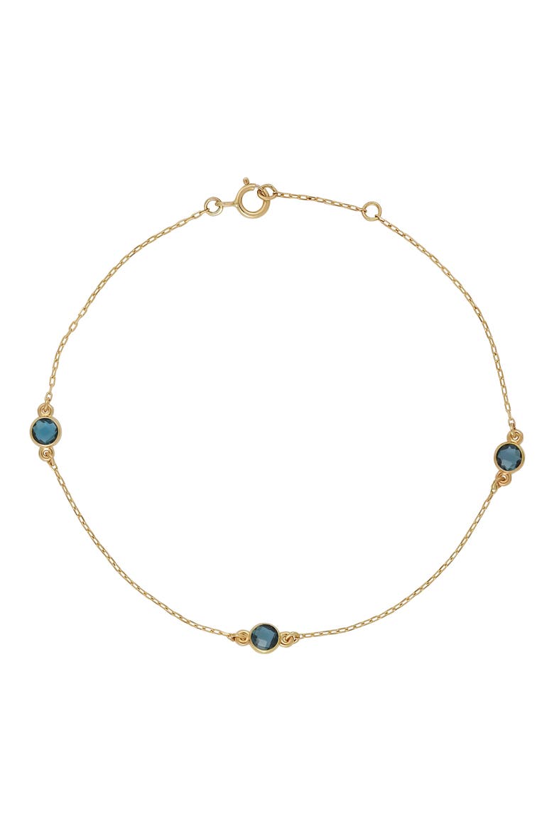 14K Gold Station Bracelet, Main, color, 14K YELLOW GOLD BLUE TOPAZ