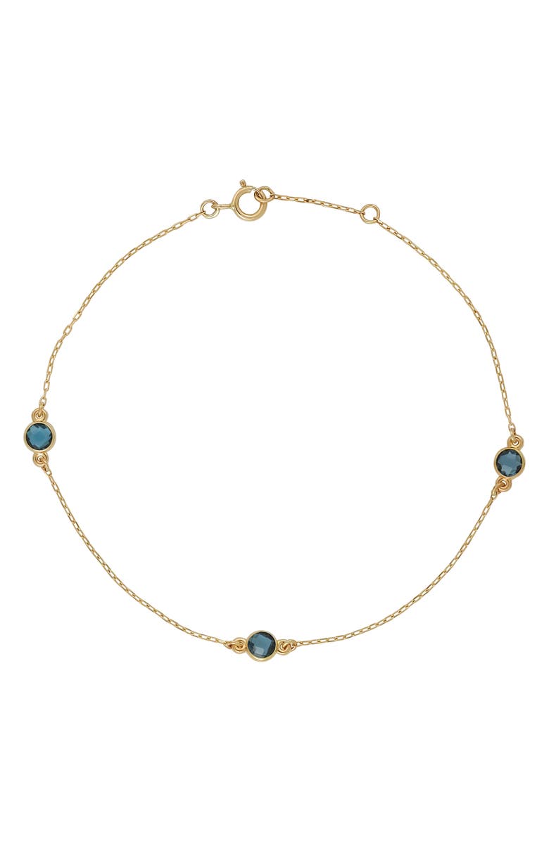 Bony Levy 14K Gold Station Bracelet, Main, color, 14K Yellow Gold Blue Topaz