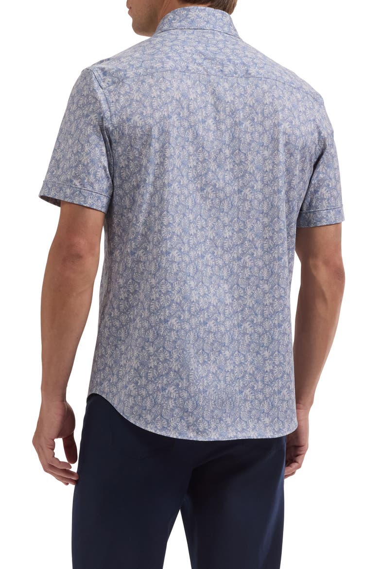 Miles OoohCotton® Print Short Sleeve Button-Up Shirt, Alternate, color, SLATE