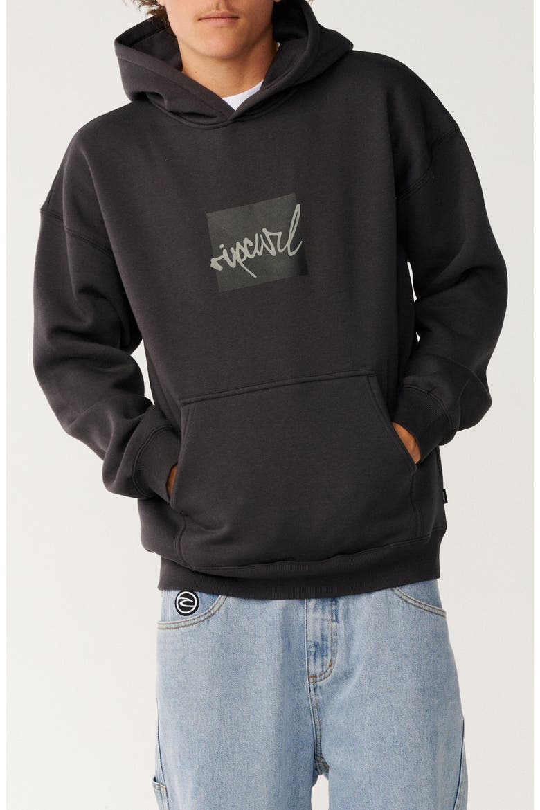 Rip Script Oversize Fleece Hoodie, Main, color, WASHED BLACK