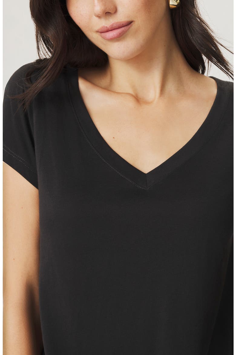 Lila Regen V-Neck Cotton T-Shirt, Alternate, color, BLACK