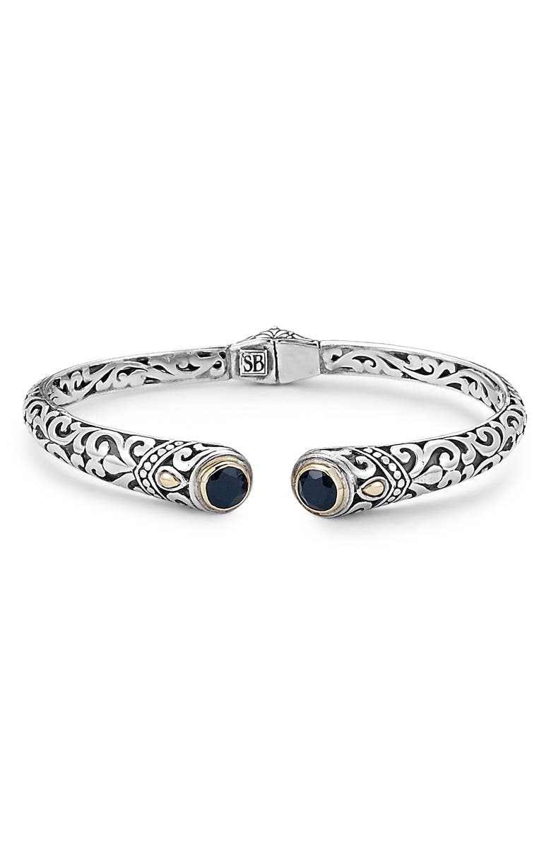 SAMUEL B. Bali Design Tipped Bangle, Main, color, Onyx