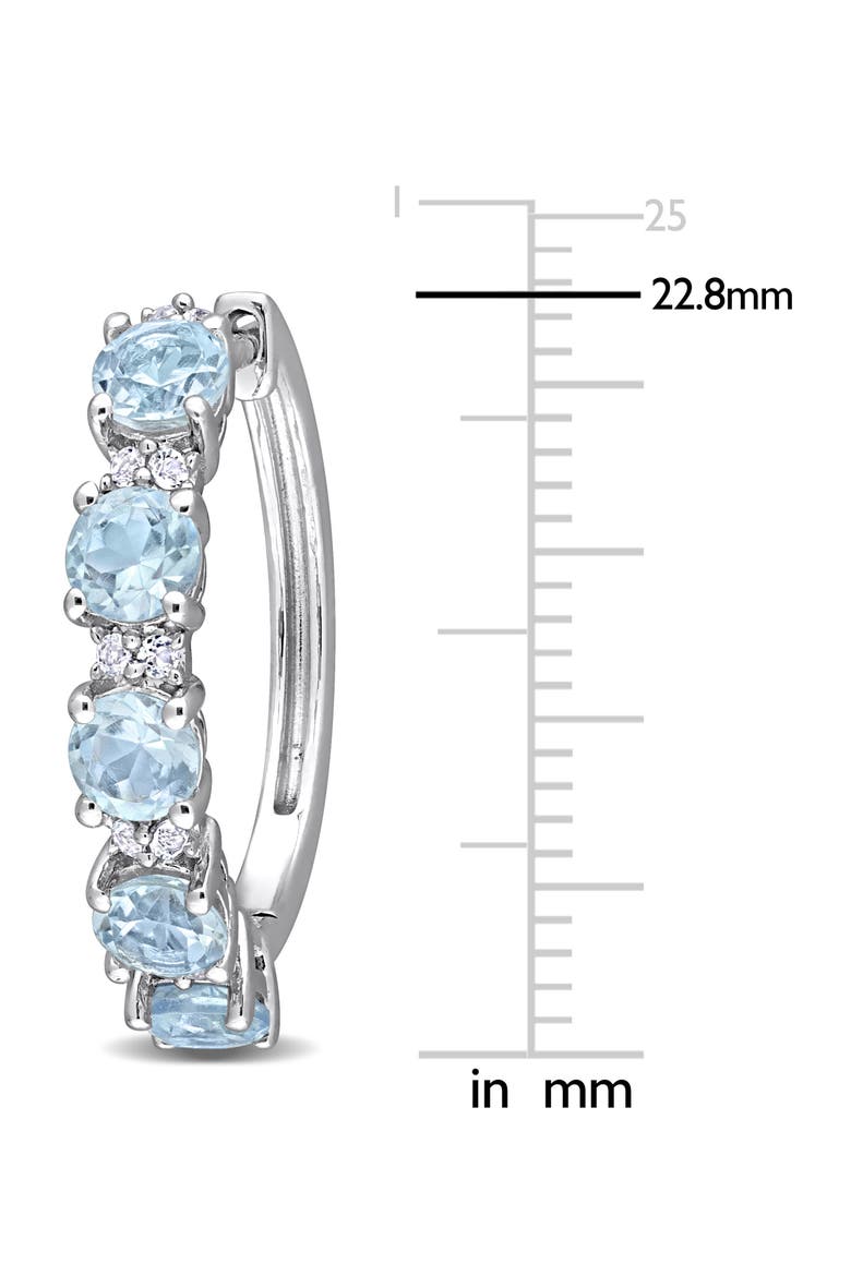 Sterling Silver Sky Blue Topaz & White Topaz Huggie Hoop Earrings, Alternate, color, BLUE