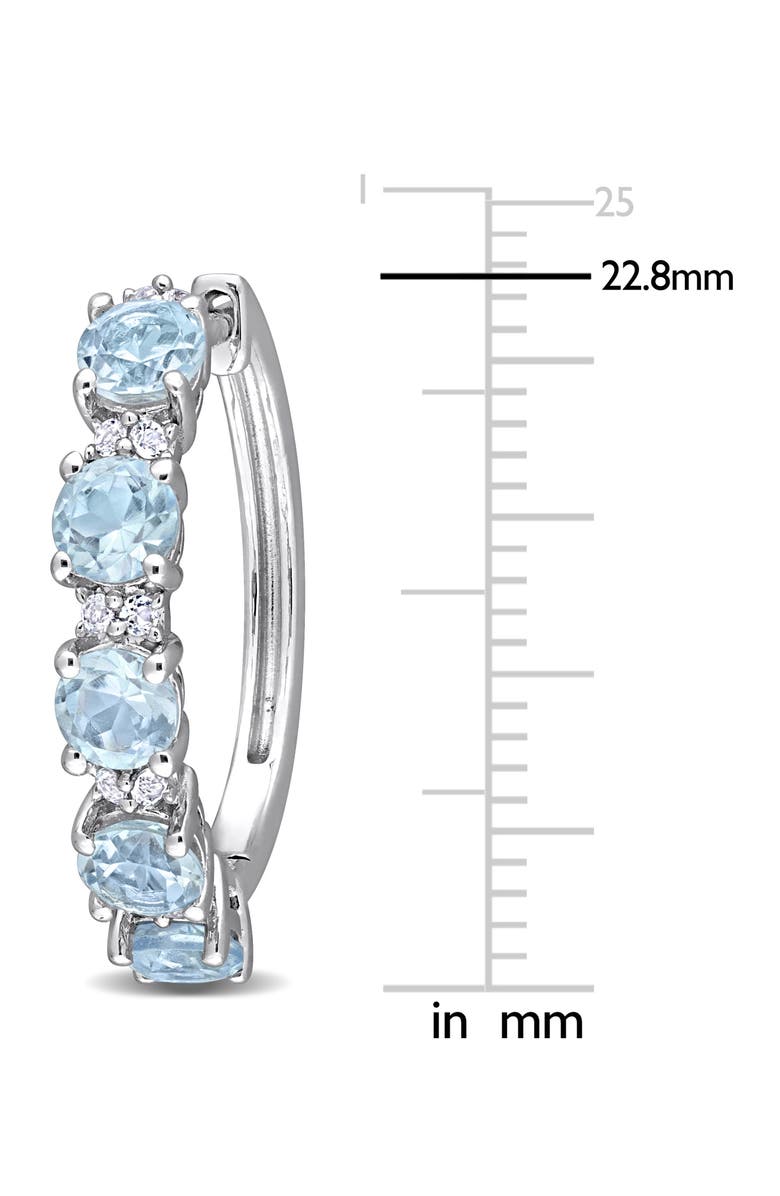 DELMAR Sterling Silver Sky Blue Topaz & White Topaz Huggie Hoop Earrings, Alternate, color, 
