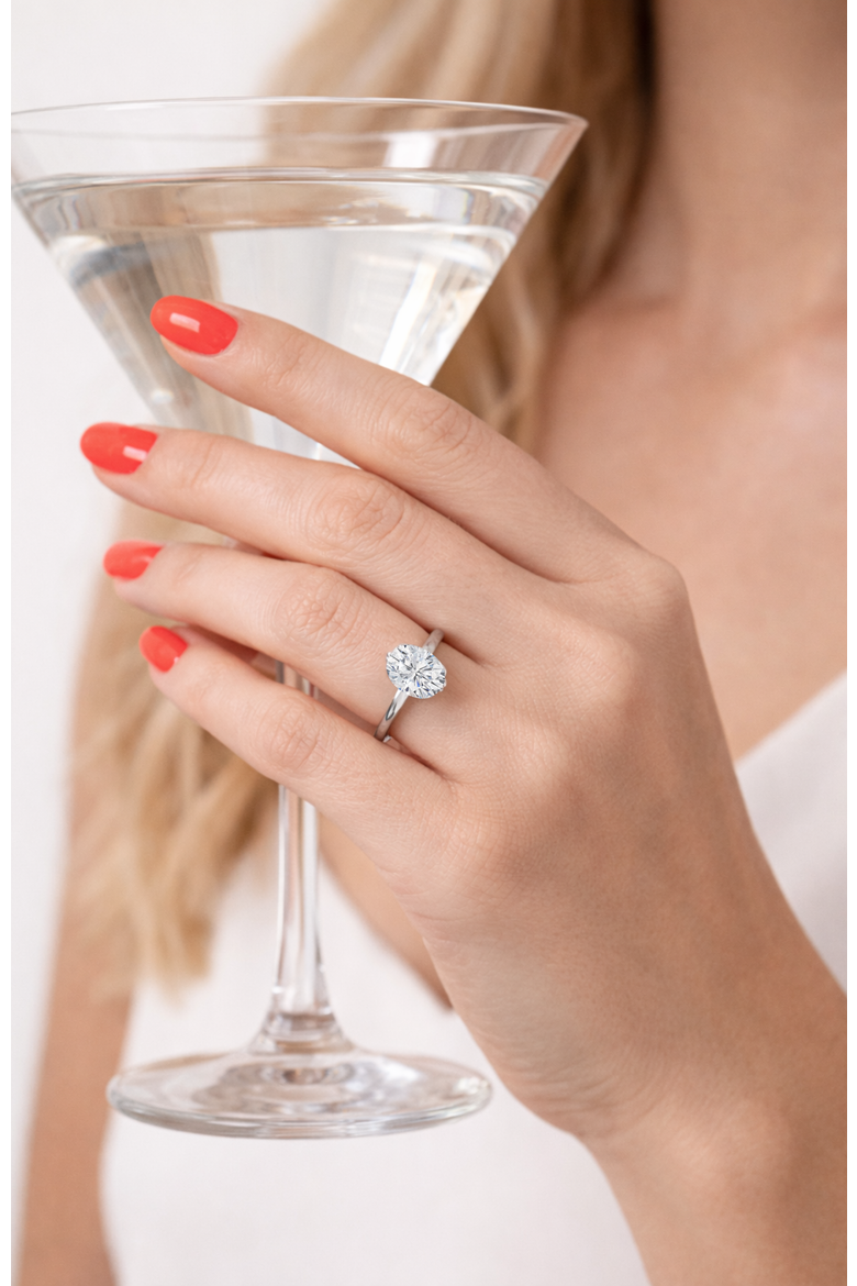 Elena Oval Moissanite Solitaire Vermeil Ring, Alternate, color, Silver