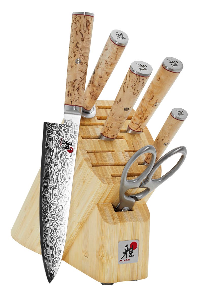 Birchwood 7-Piece Knife Block Set, Alternate, color, STAINLESS STEEL