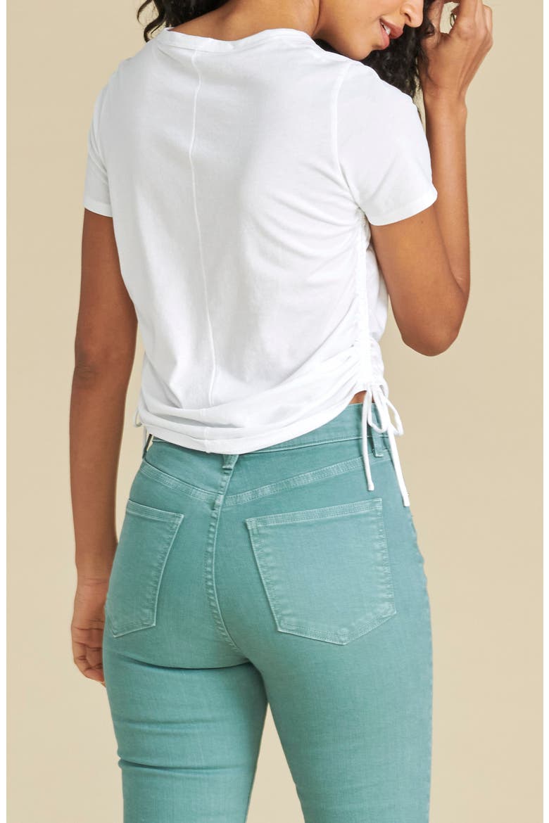 Tazi Ruched Side Cotton T-Shirt, Alternate, color, WHITE