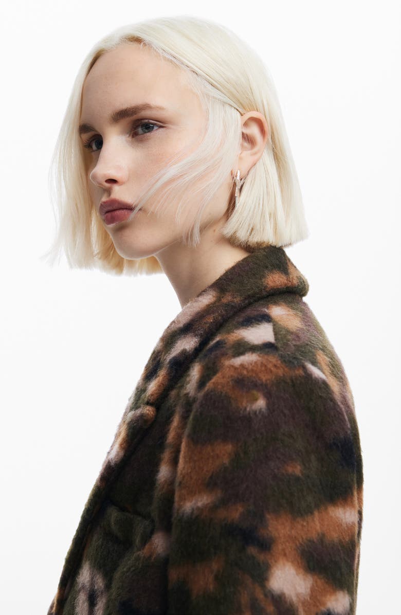 Desigual Sofa Abstract Camo Print Wool Blend Coat, Alternate, color, 