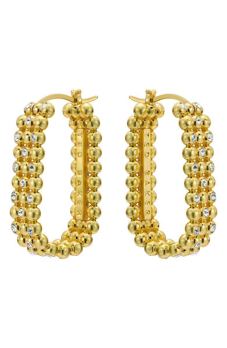 Ted Baker Bollie Crystal Bobble Hoop Earrings, Alternate, color, Gold Tone / Clear Crystal