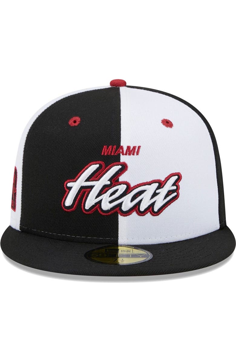 New Era Men's New Era Black/White Miami Heat Griswold 59FIFTY Fitted Hat, Alternate, color, 