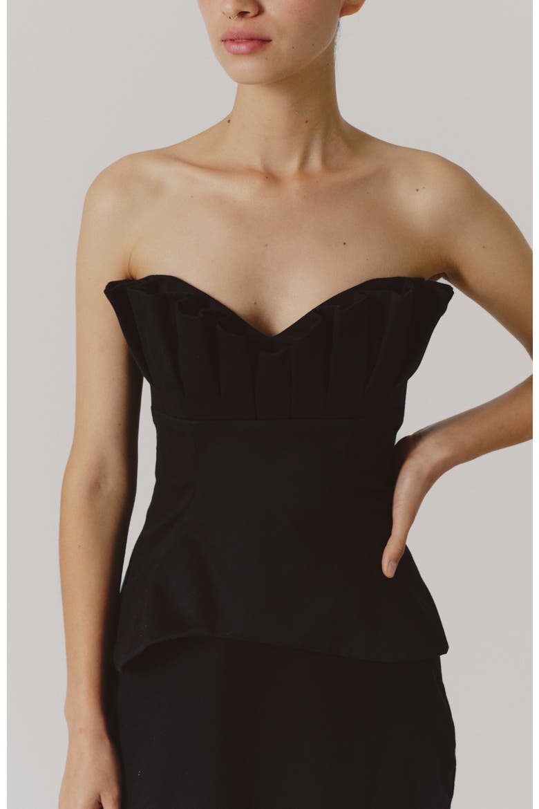 Cuarzo Strapless Pleated Cotton Top, Main, color, Black