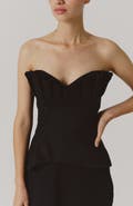 De Loreta Cuarzo Strapless Pleated Cotton Top