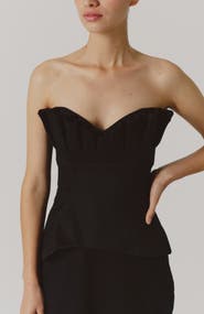 De Loreta Cuarzo Strapless Pleated Cotton Top