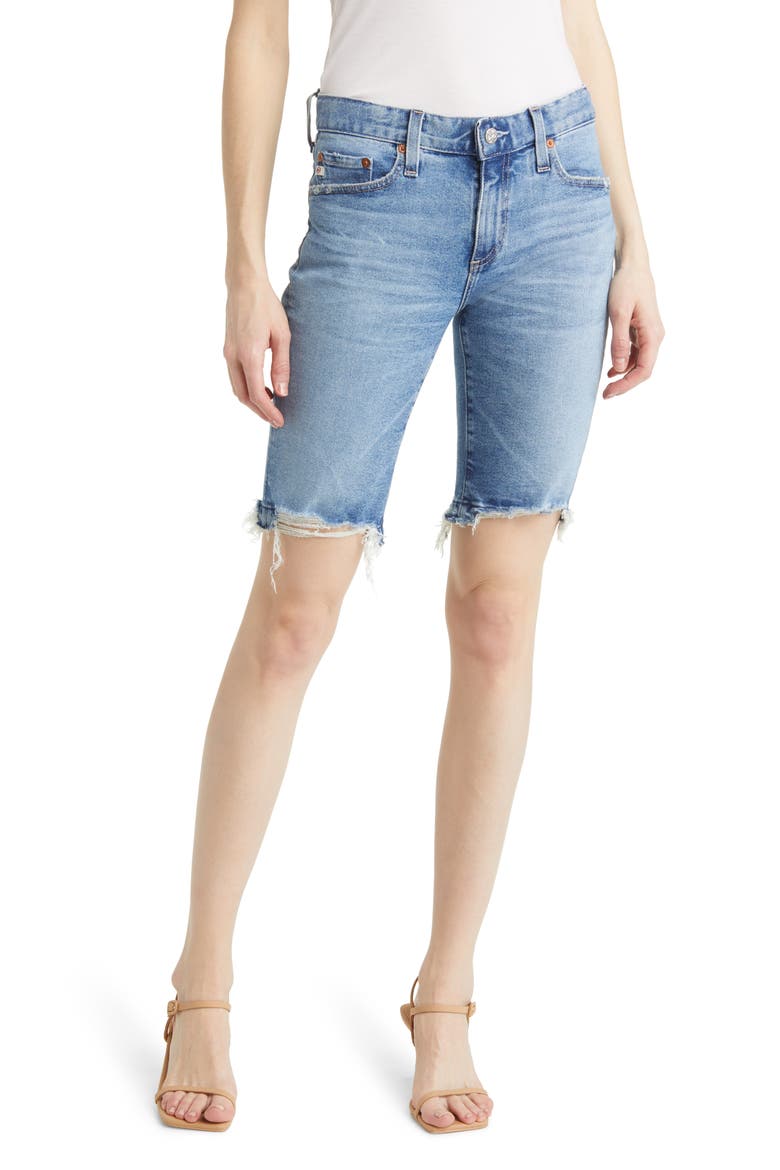 Nikki Ripped Denim Bermuda Shorts, Main, color, 19 YEARS AFTERGLOW