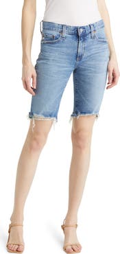 AG Nikki Ripped Denim Bermuda Shorts
