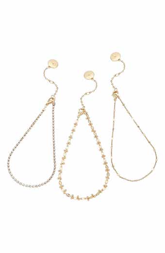 Vince Camuto Set of 3 Goldtone Crystal Chain Anklets