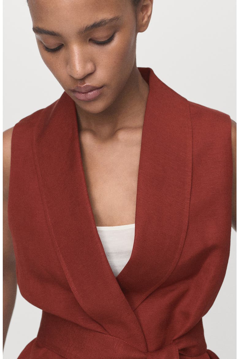 Belted Linen Blend Suit Vest, Alternate, color, COPPER