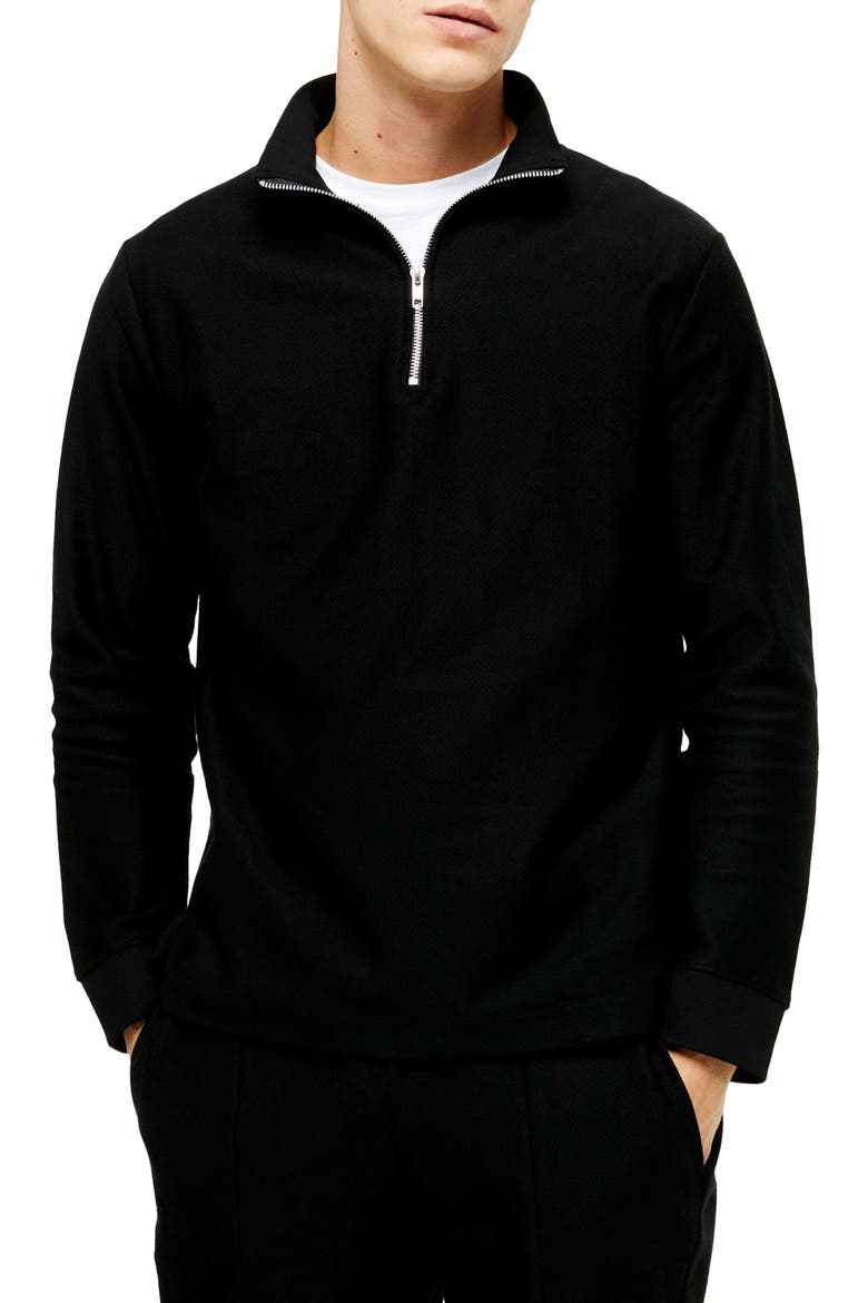 Quarter Zip Pullover, Main, color, BLACK