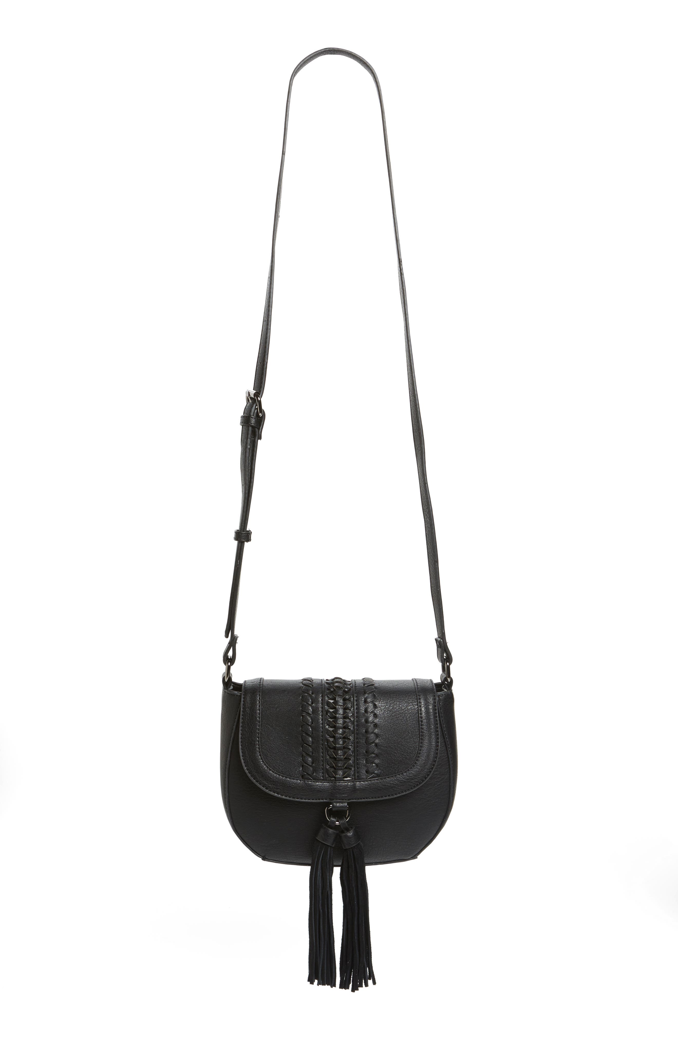 Tassel Crossbody Bag, Main, color, BLACK