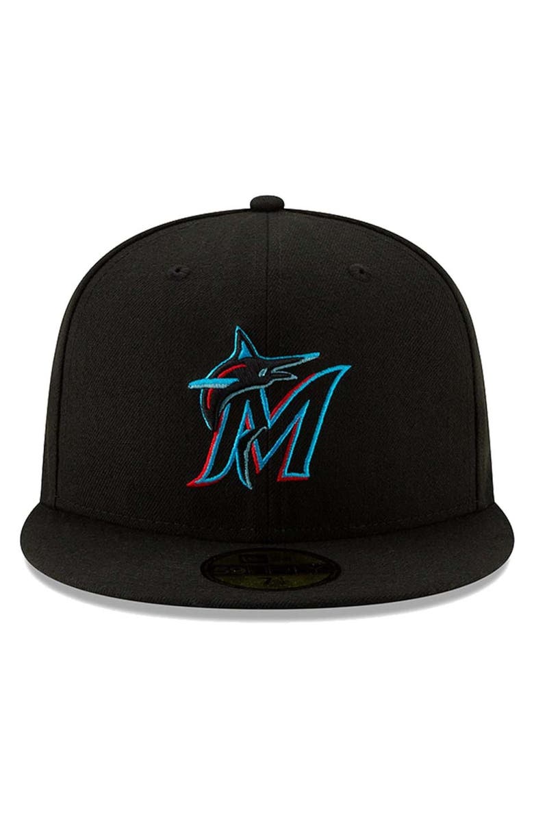 New Era Men's New Era Miami Marlins Black On-Field Authentic Collection 59FIFTY Fitted Hat, Alternate, color, Black