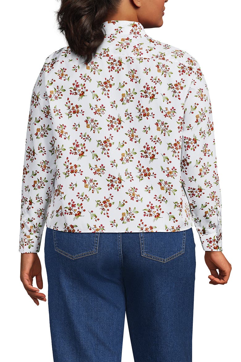 Plus Size No Iron Boxy Cropped Shirt, Alternate, color, White Meadow Floral