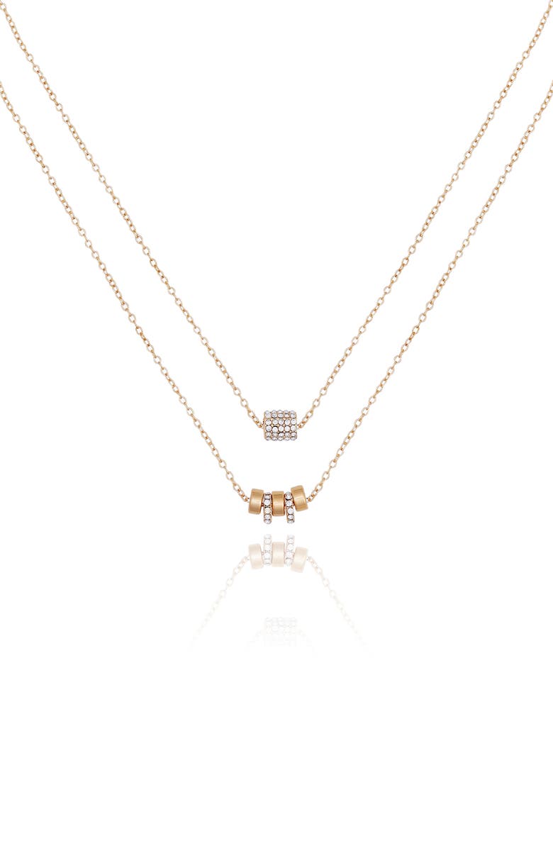 Vince Camuto Set of Two Crystal Bead Chain Necklaces, Alternate, color, Gold