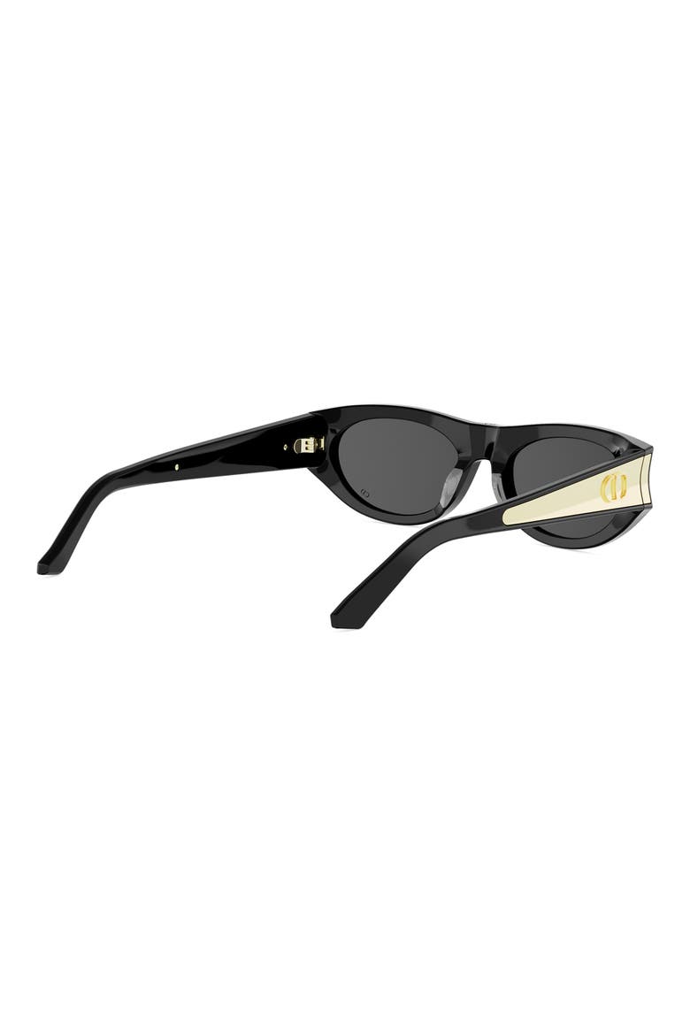 'DiorGlow B2I 53mm Oval Sunglasses, Alternate, color, SHINY BLACK / SMOKE