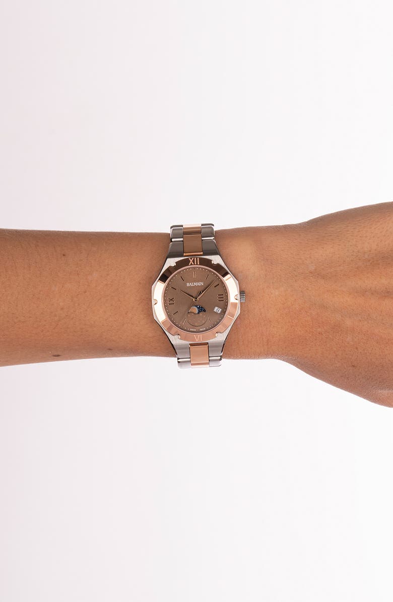 Balmain Be Balmain Moonphase Bracelet Watch, 33mm, Alternate, color, 
