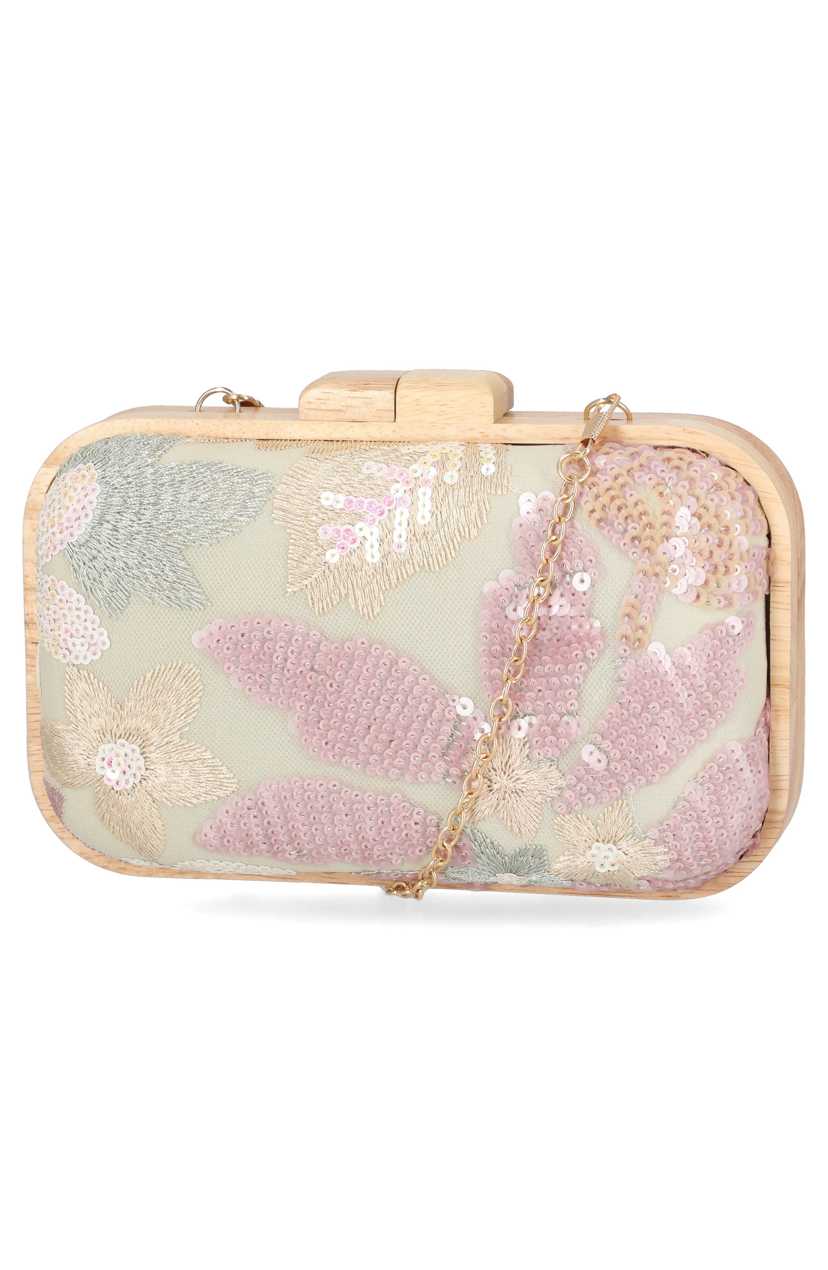 Jessica McClintock Noralee Embroidered Minaudère, Alternate, color, Blush