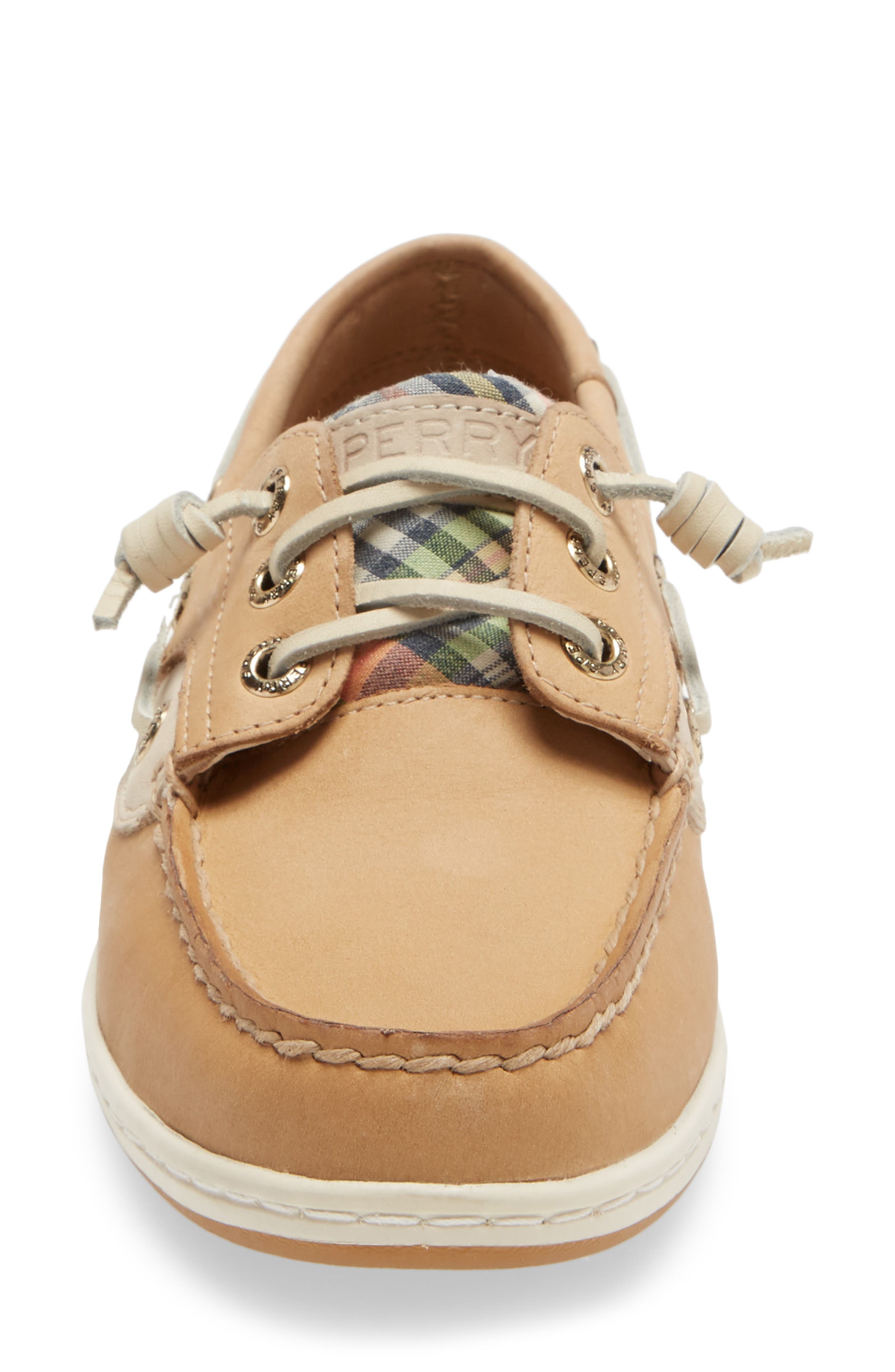 Songfish Boat Shoe, Alternate, color, TAN / KICK BACK PLAID FABRIC