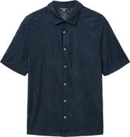 John Varvatos Biaggio Jacquard Mesh Short Sleeve Button-Up Shirt