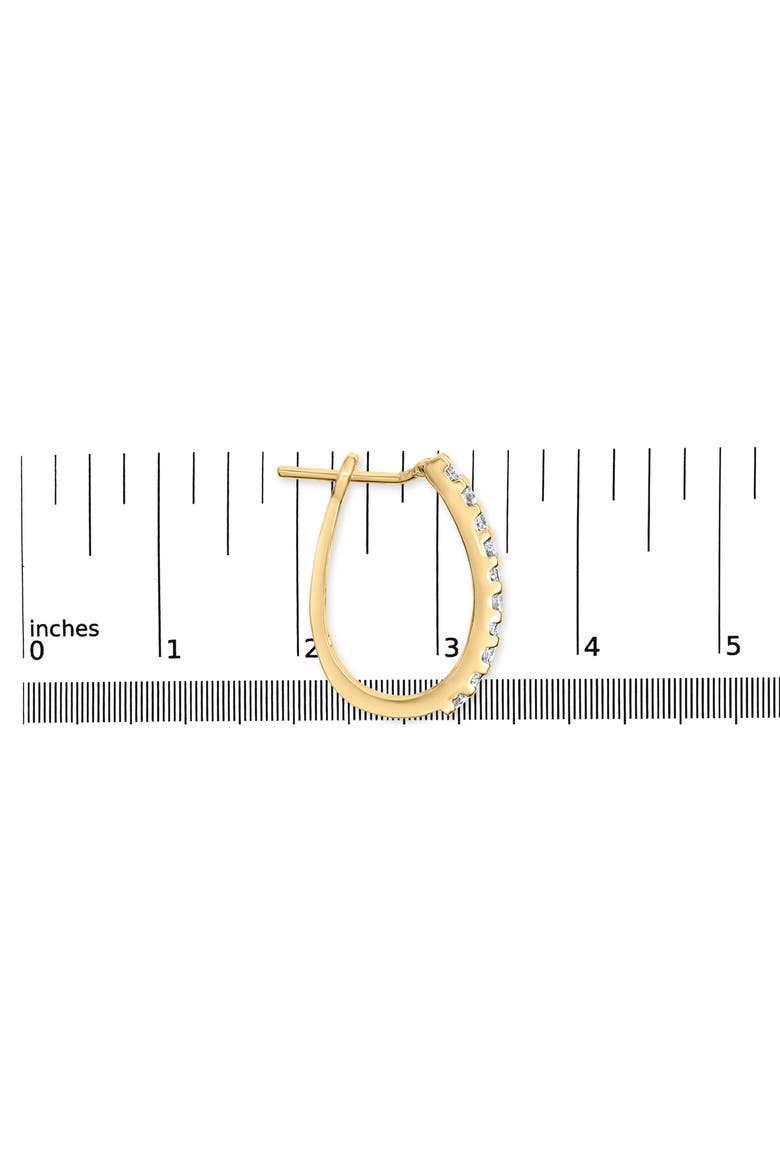 10K Gold Round and Baguette-Cut Diamond Hoop Earrings, Alternate, color, Yellow Gold