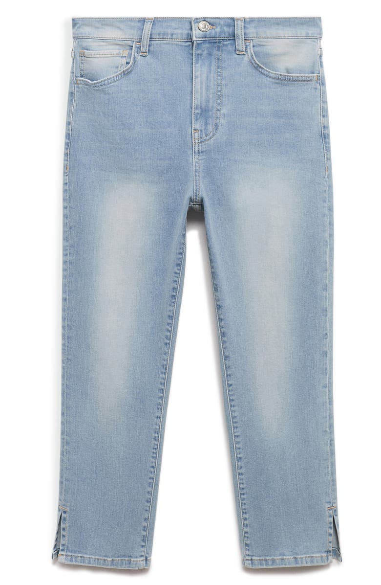 MANGO Slim Fit Slit Hem Capri Jeans, Alternate, color, Medium Blue
