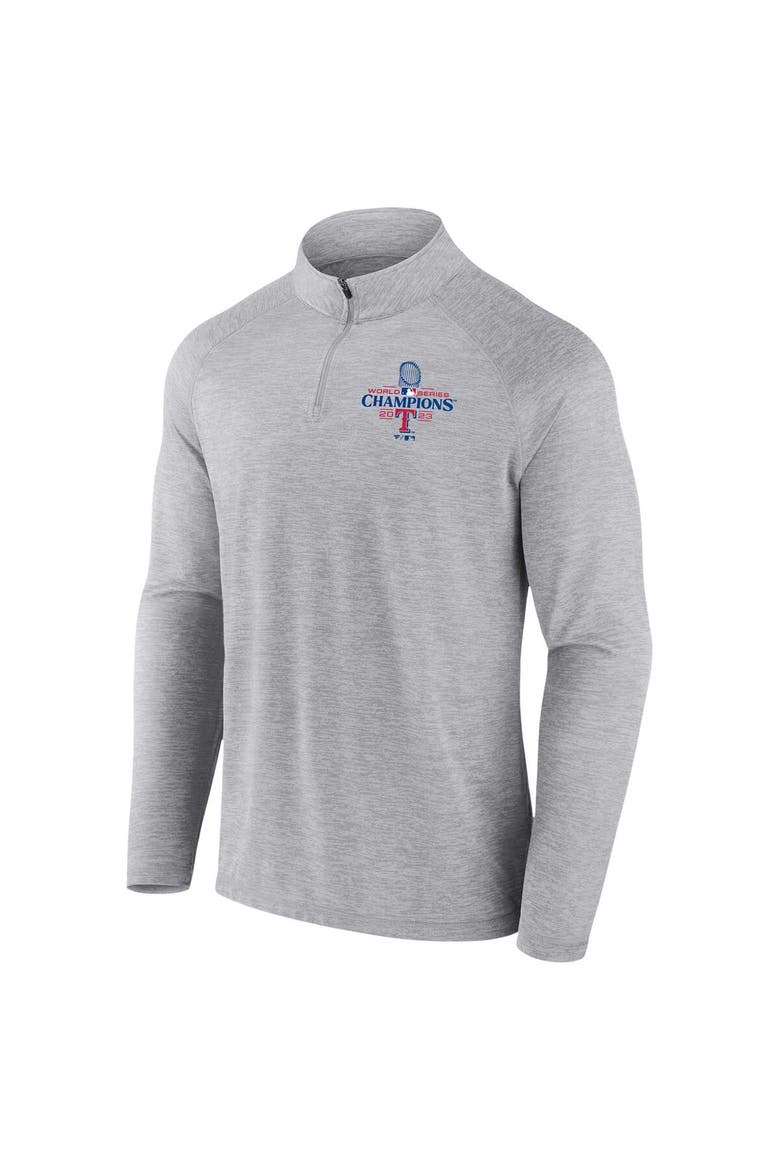 Men's Fanatics Branded Gray Texas Rangers 2023 World Series Champions Curveball Quarter-Zip Mock Neck Pullover Top, Alternate, color, Gray
