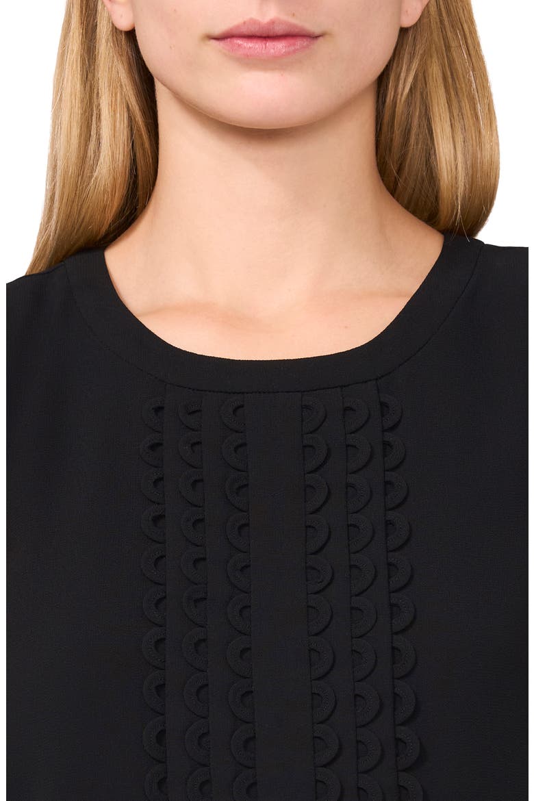 Scalloped Pintuck Pleat Sleeveless Crepe Top, Alternate, color, RICH BLACK