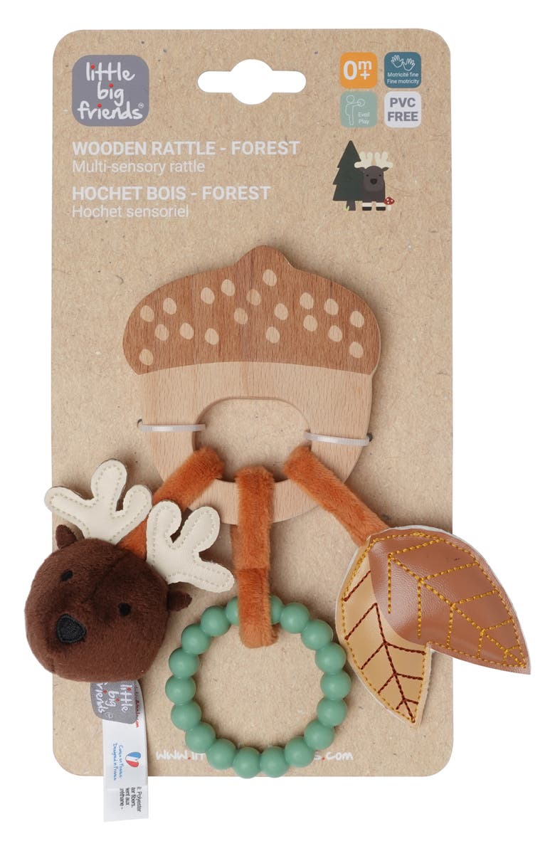 Little Big Friends Forest Wooden Rattle, Alternate, color, Brown Multi