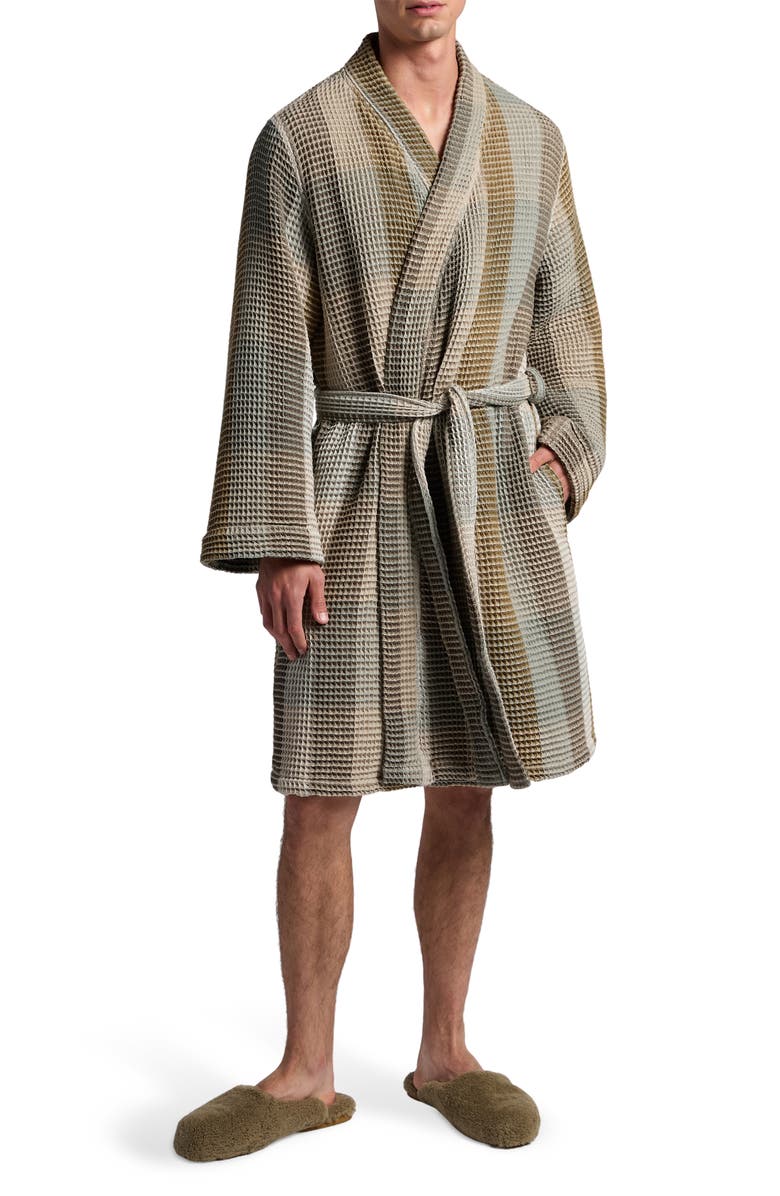 Parachute Plaid Organic Cotton Waffle Weave Robe, Main, color, Kelp/ Ash/ Toast/ Moss/ Bone