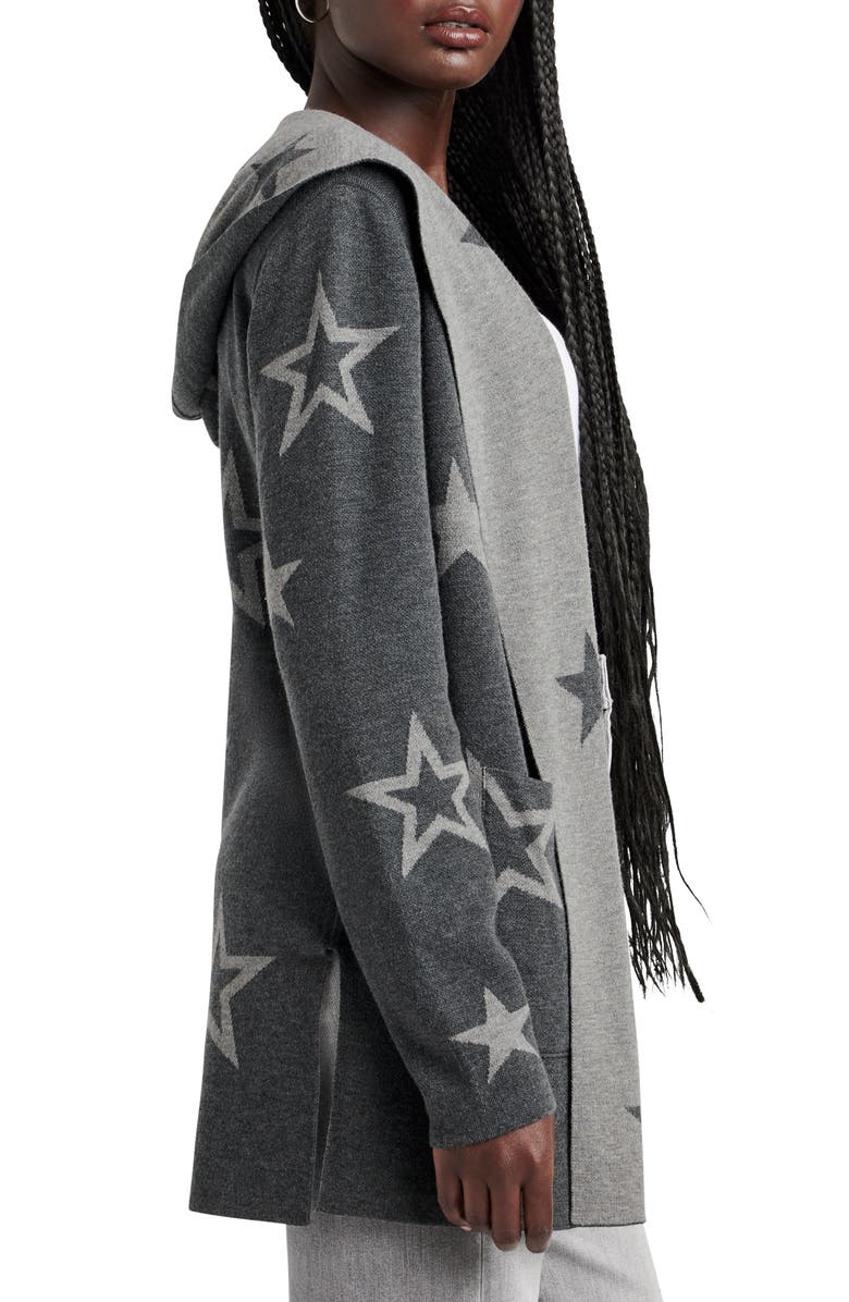 Splendid Sydney Star Print Reversible Open Front Hooded Cardigan, Alternate, color, 