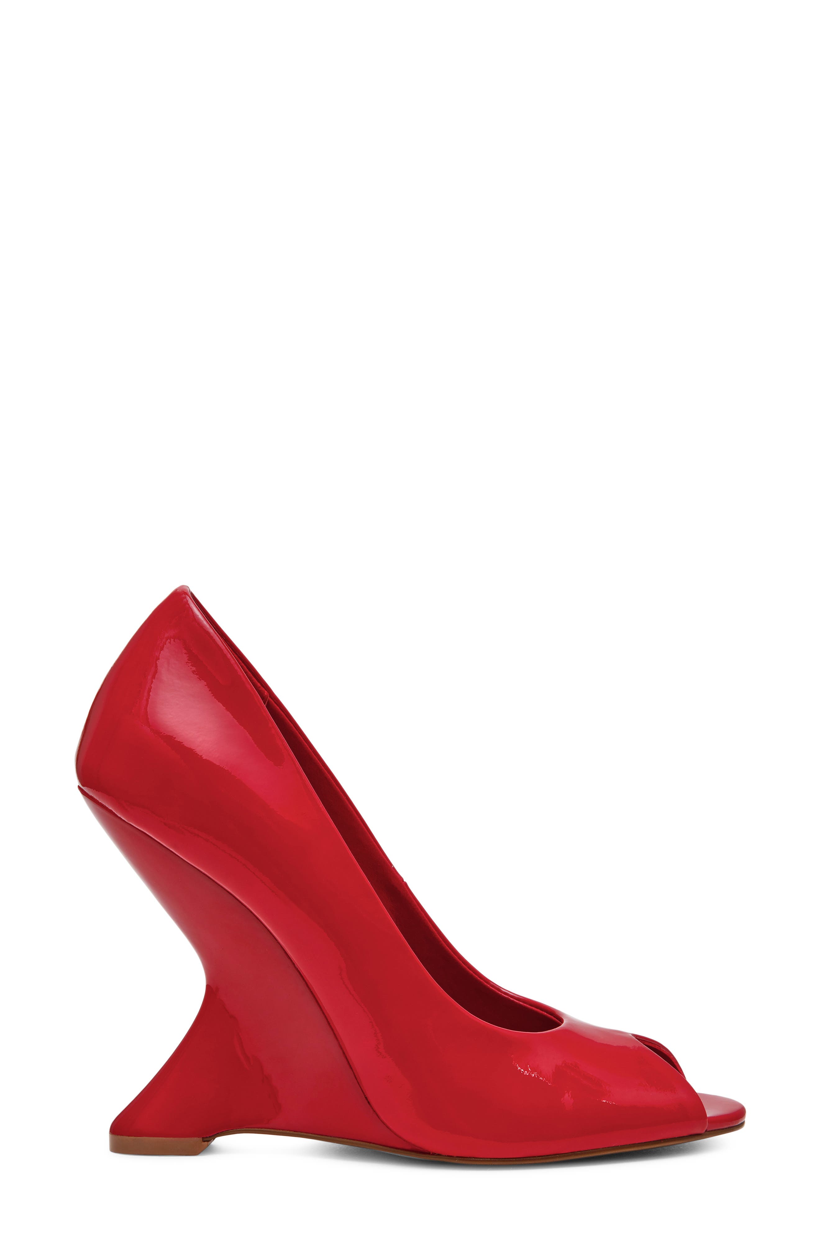 Palmetto Peep Toe Wedge Pump, Alternate, color, RED PATENT