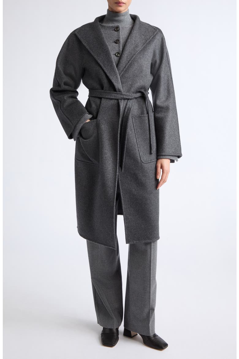 Lilia Cashmere Wrap Coat, Main, color, DARK GREY